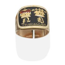 A GOLD AND ENAMEL MOURNING RING FOR LORD NELSON, BY JOHN SALTER, 1806,