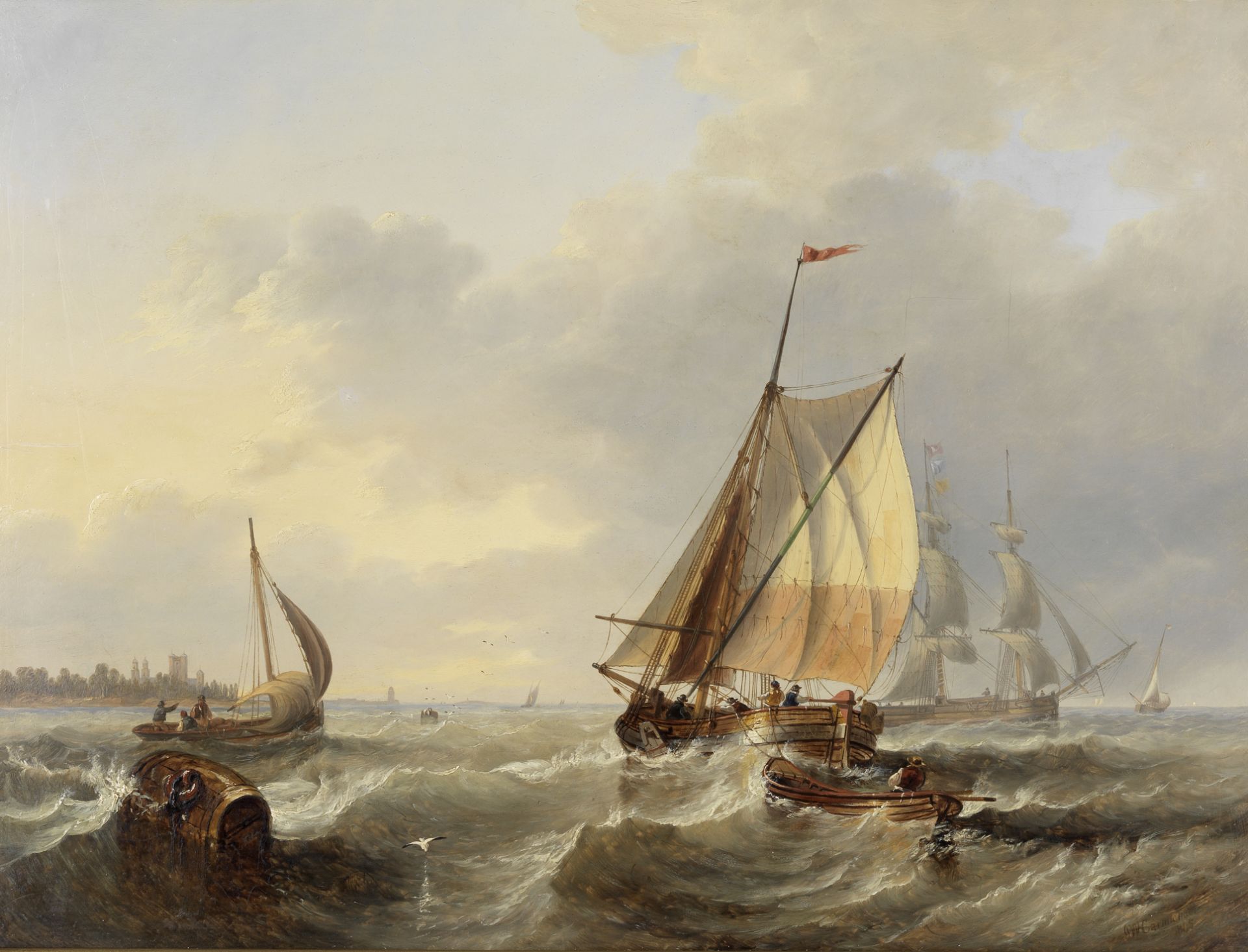 John Wilson Carmichael (British, 1800-1868) Shipping off Kronberg Castle, Denmark