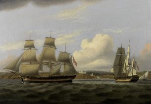 Thomas Luny (British, 1759-1837) The Cato in two positions off Mount Edgcumbe, Plymouth