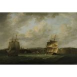 Thomas Whitcombe (British, circa 1752-1824) A 32 gun frigate entering Whitby