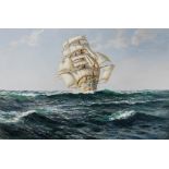 Montague Dawson (British, 1890-1973) A white hulled ship, almost certainly the Abner Coburn, und...