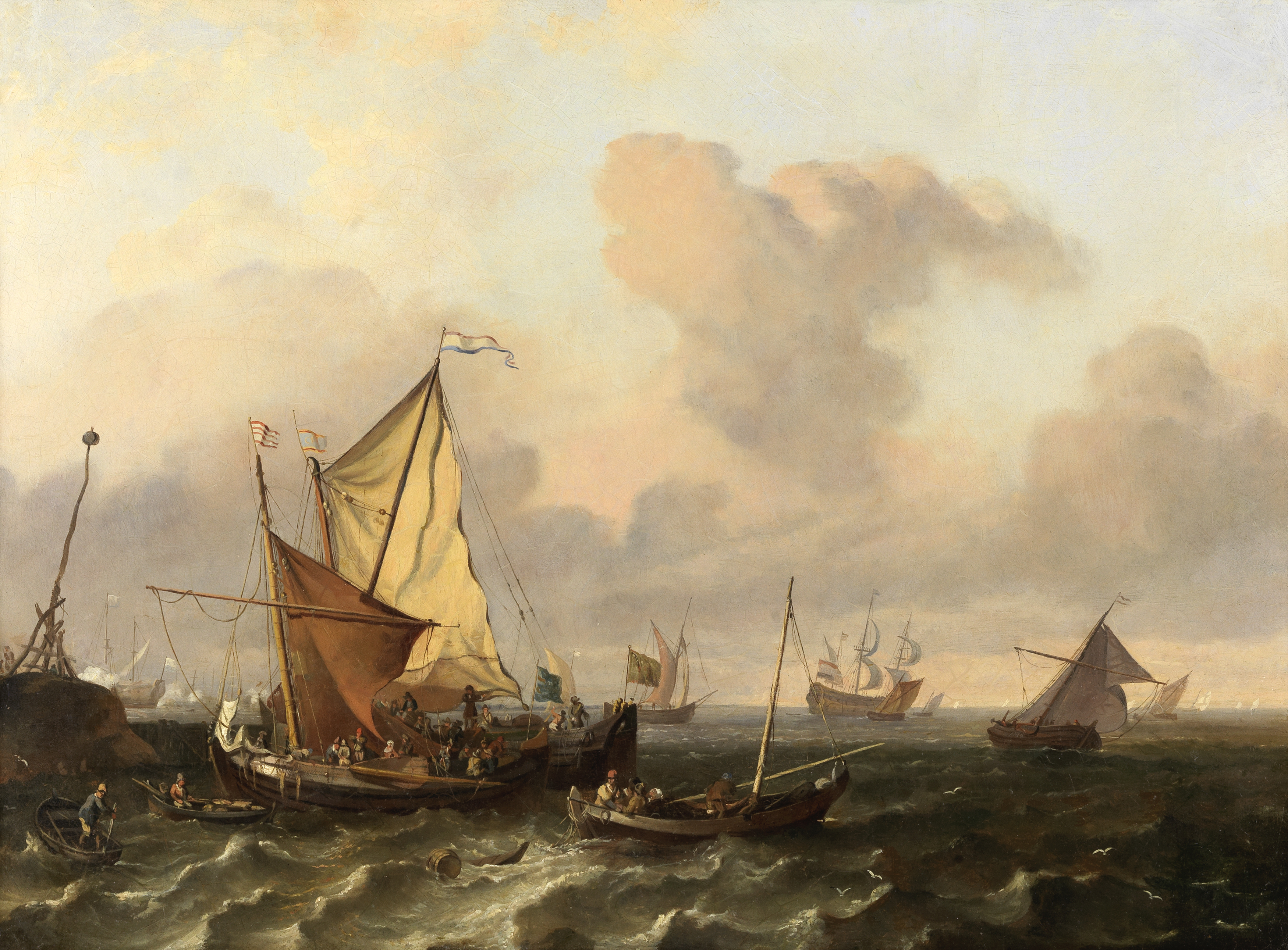 Attributed to Sir Augustus Wall Callcott, RA (British, 1779-1844) Transferring Dutch passengers ...
