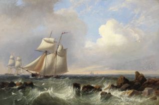 John Wilson Carmichael (British, 1800-1868) Shipping off a rocky coast