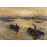 William Lionel Wyllie, RA (British, 1851-1931) Going down the tide