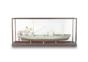 A Shipbulder's Model Of The Coaster M/S 'Mtwara', circa 1972, the model 35in (89cm) long the cas...