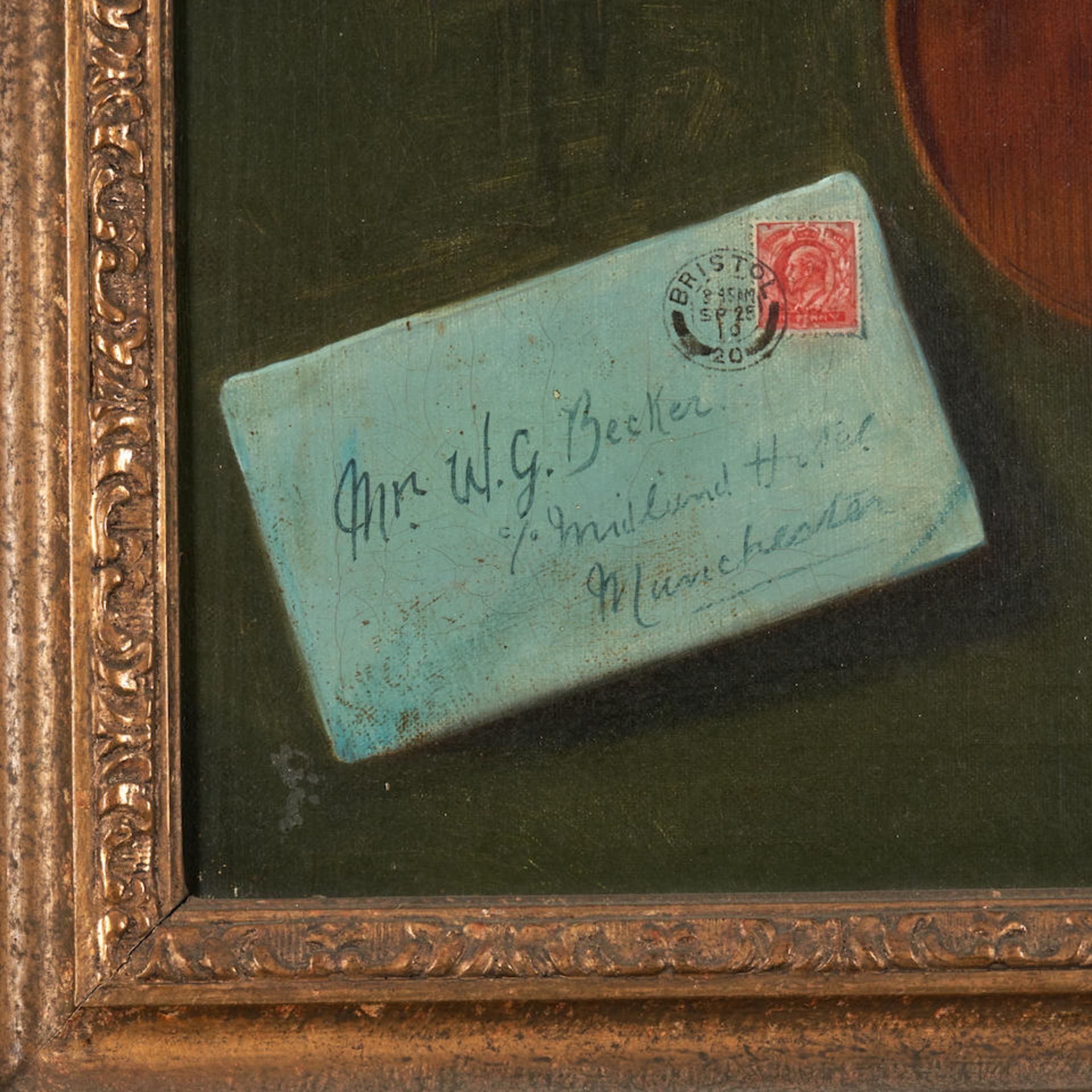 WILLIAM G. BECKER (BRITISH, 19TH/20TH CENTURY) TROMPE L'OEIL WITH A VIOLIN AND SHEET MUSIC - Image 3 of 4
