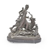 LARGE GERMAN METAL ALLEGORICAL FIGURAL GROUP