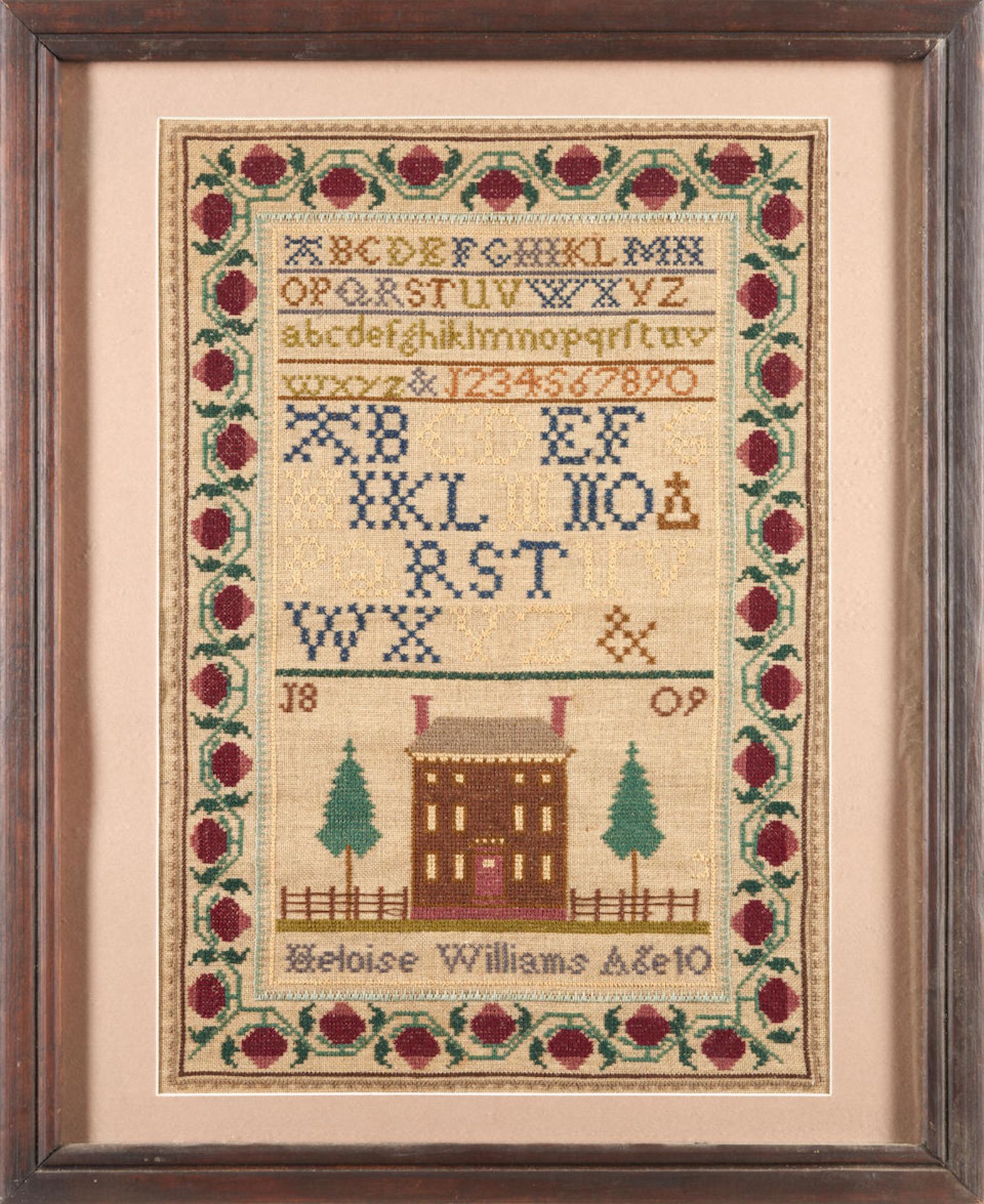 FRAMED REPRODUCTION 'HELOISE WILLIAMS 1809' NEEDLEWORK SAMPLER