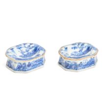 PAIR OF CHINESE EXPORT PORCELAIN BLUE AND WHITE TRENCHER SALTS
