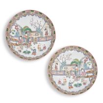 PAIR OF HAND-PAINTED CHINESE PORCELAIN CHARGERS