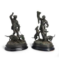 PAIR OF GERMAN CAST METAL FIGURES OF HUNTERS