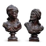 PAIR OF CONTINENTAL METAL-CLAD PLASTER BUSTS