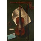 WILLIAM G. BECKER (BRITISH, 19TH/20TH CENTURY) TROMPE L'OEIL WITH A VIOLIN AND SHEET MUSIC