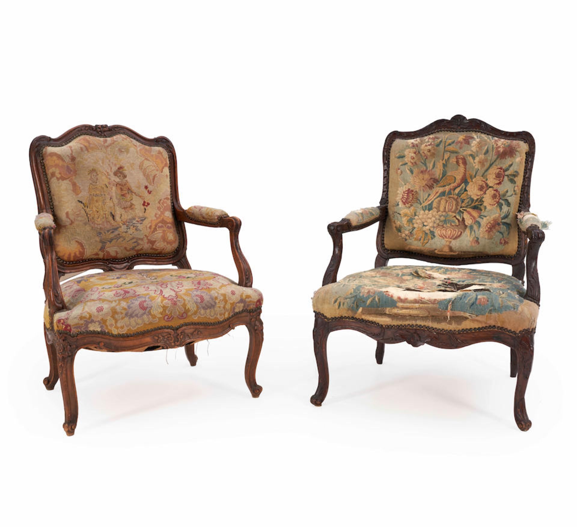 TWO LOUIX XV-STYLE FAUTEUIL