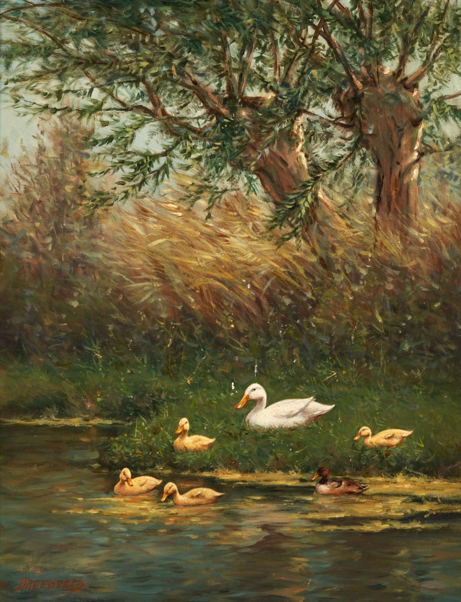 CONTINENTAL SCHOOL, 20TH CENTURY DUCKS ON THE RIVERBANK