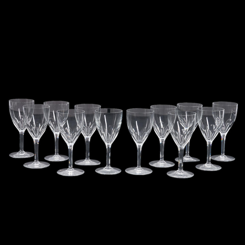 TWELVE BACCARAT COLORLESS CUT GLASS 'GENOVA' GOBLETS