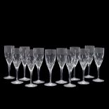 TWELVE BACCARAT COLORLESS GLASS 'GENOVA' CHAMPAGNE FLUTES