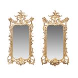 PAIR OF ROCOCO-STYLE GILTWOOD MIRRORS