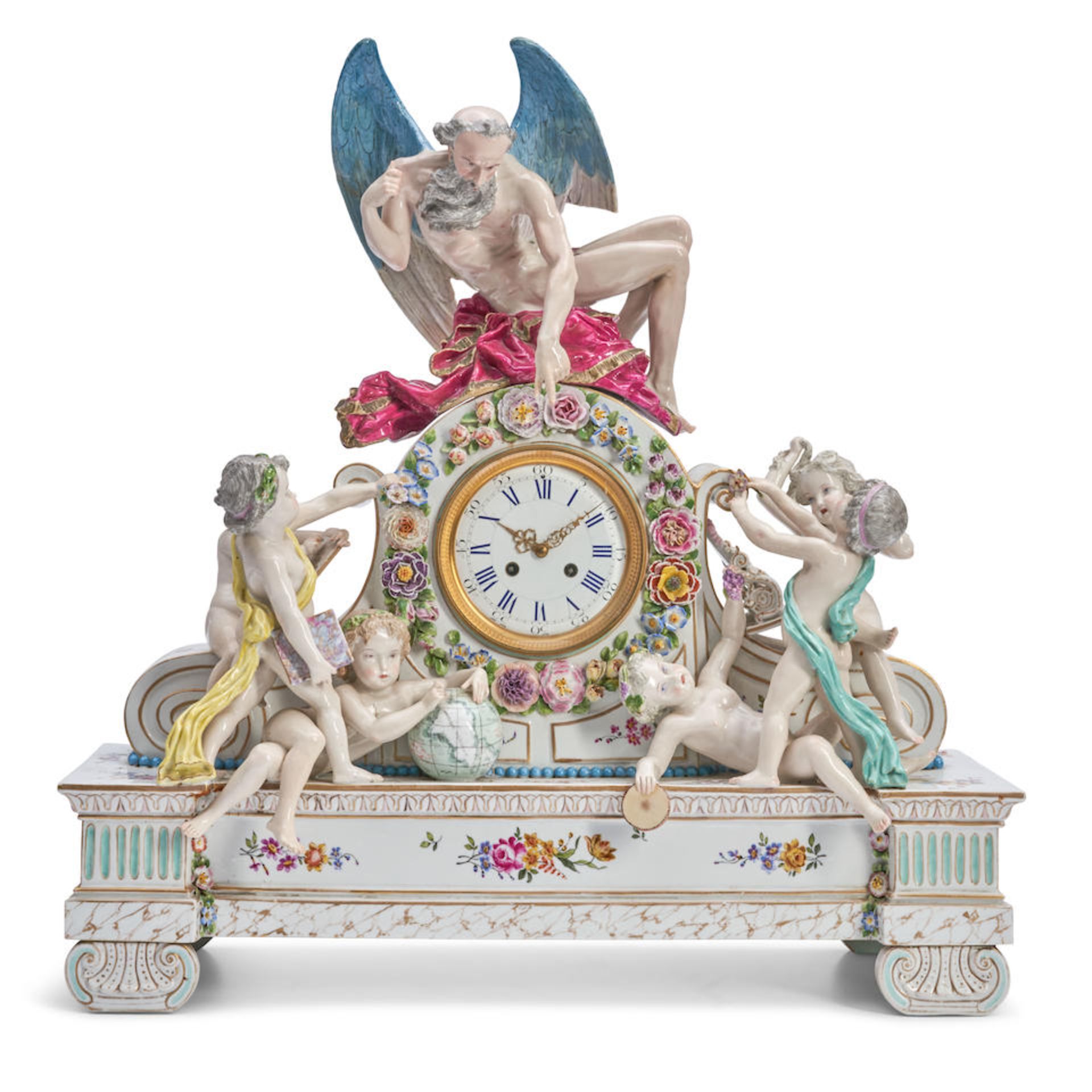 MEISSEN PORCELAIN FIGURAL MANTEL CLOCK