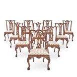 TEN MAHOGANY CHIPPENDALE-STYLE CHAIRS