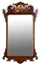 CHIPPENDALE MAHOGANY VENEER SCROLL-FRAME MIRROR