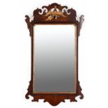 CHIPPENDALE MAHOGANY VENEER SCROLL-FRAME MIRROR