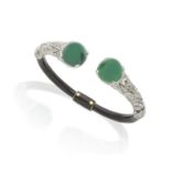 BRACELET EMAIL, CHRYSOPRASES ET DIAMANTS