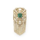 BROCHE EMERAUDE ET DIAMANTS