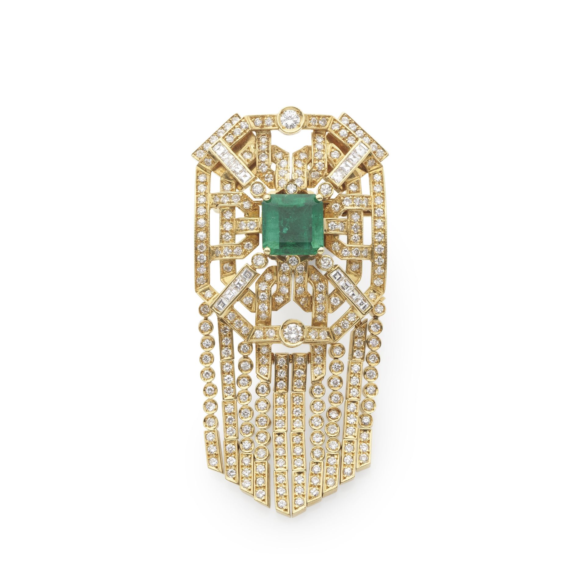 BROCHE EMERAUDE ET DIAMANTS