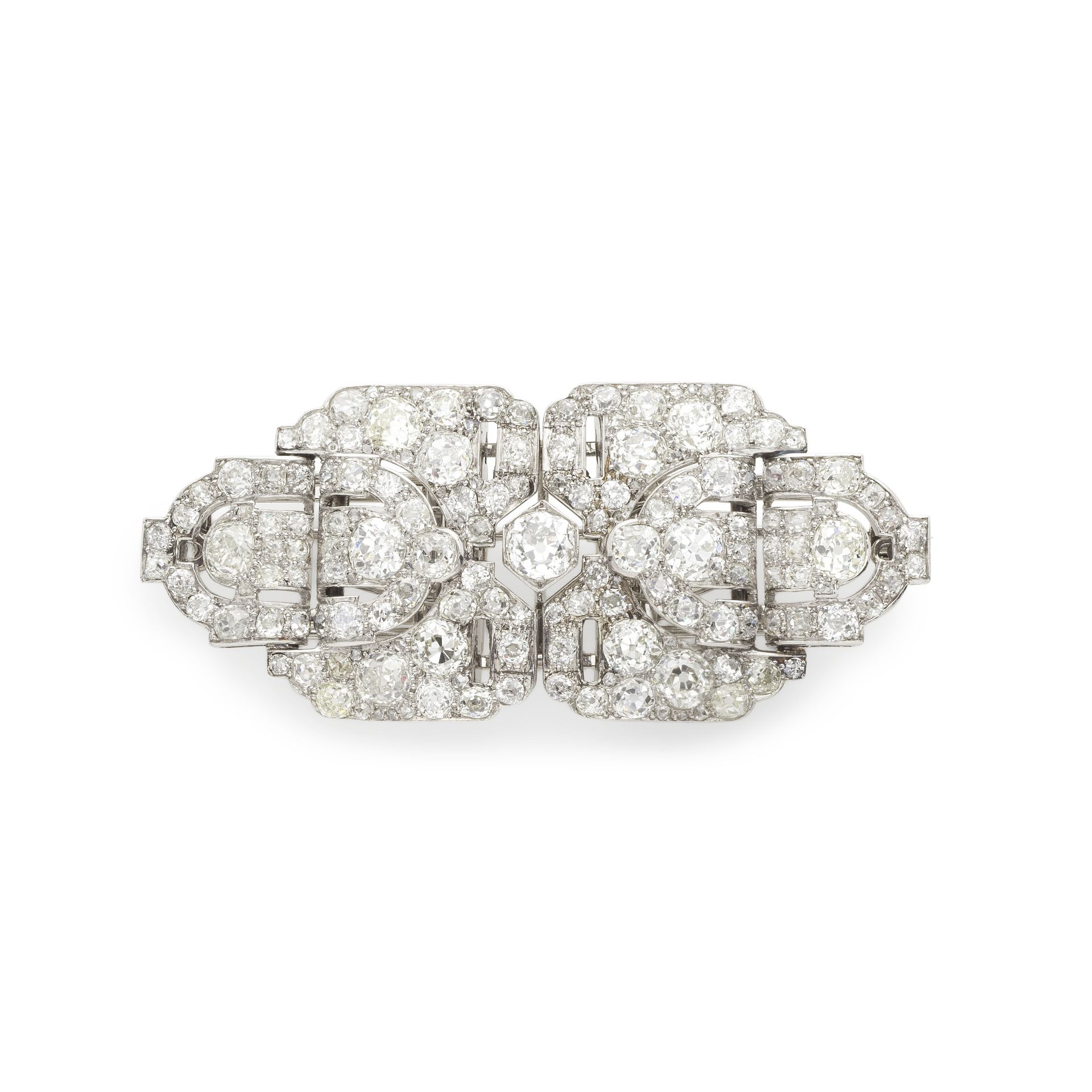 BROCHE DOUBLE CLIP DIAMANTS, CIRCA 1930