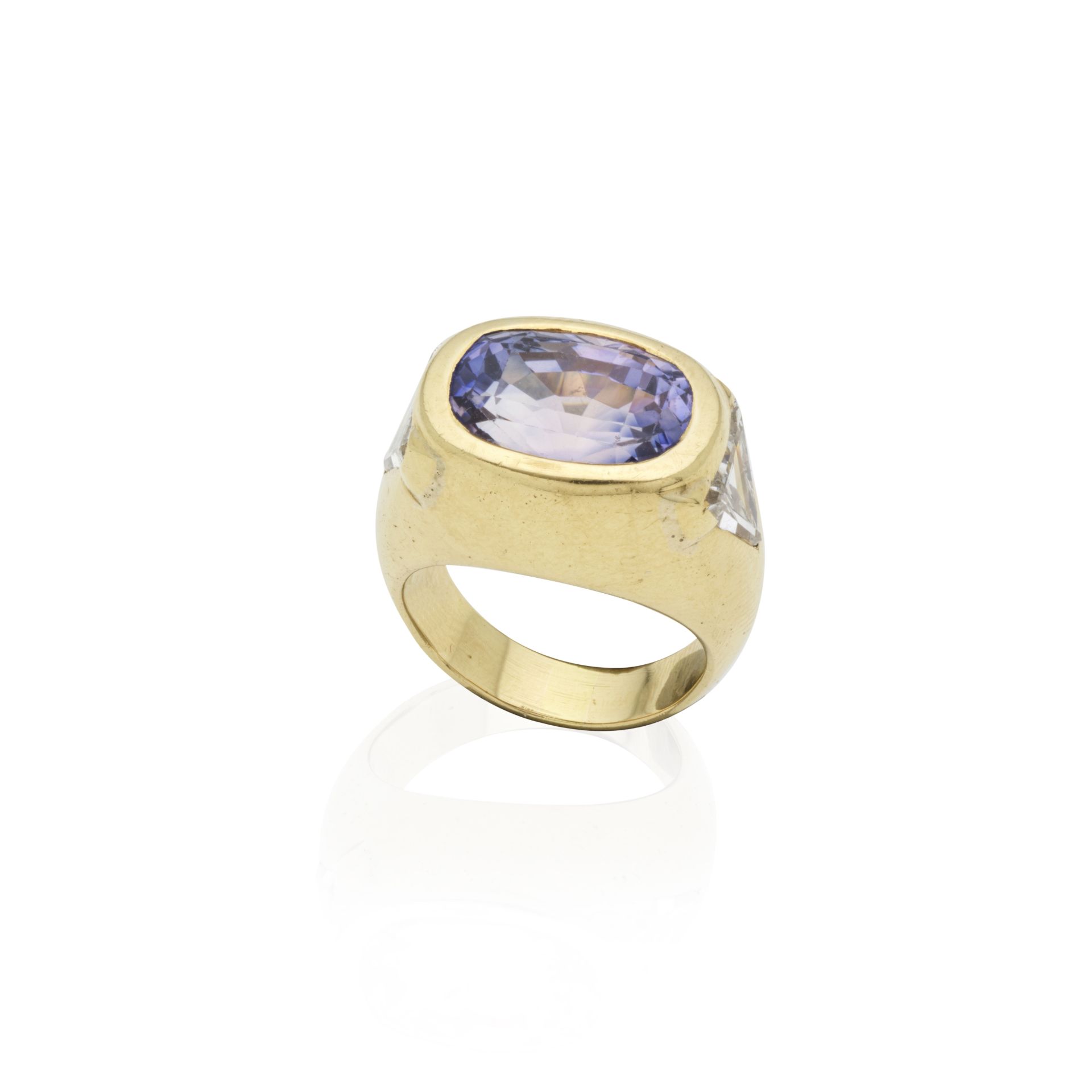 BAGUE SAPHIR VIOLET ET DIAMANTS