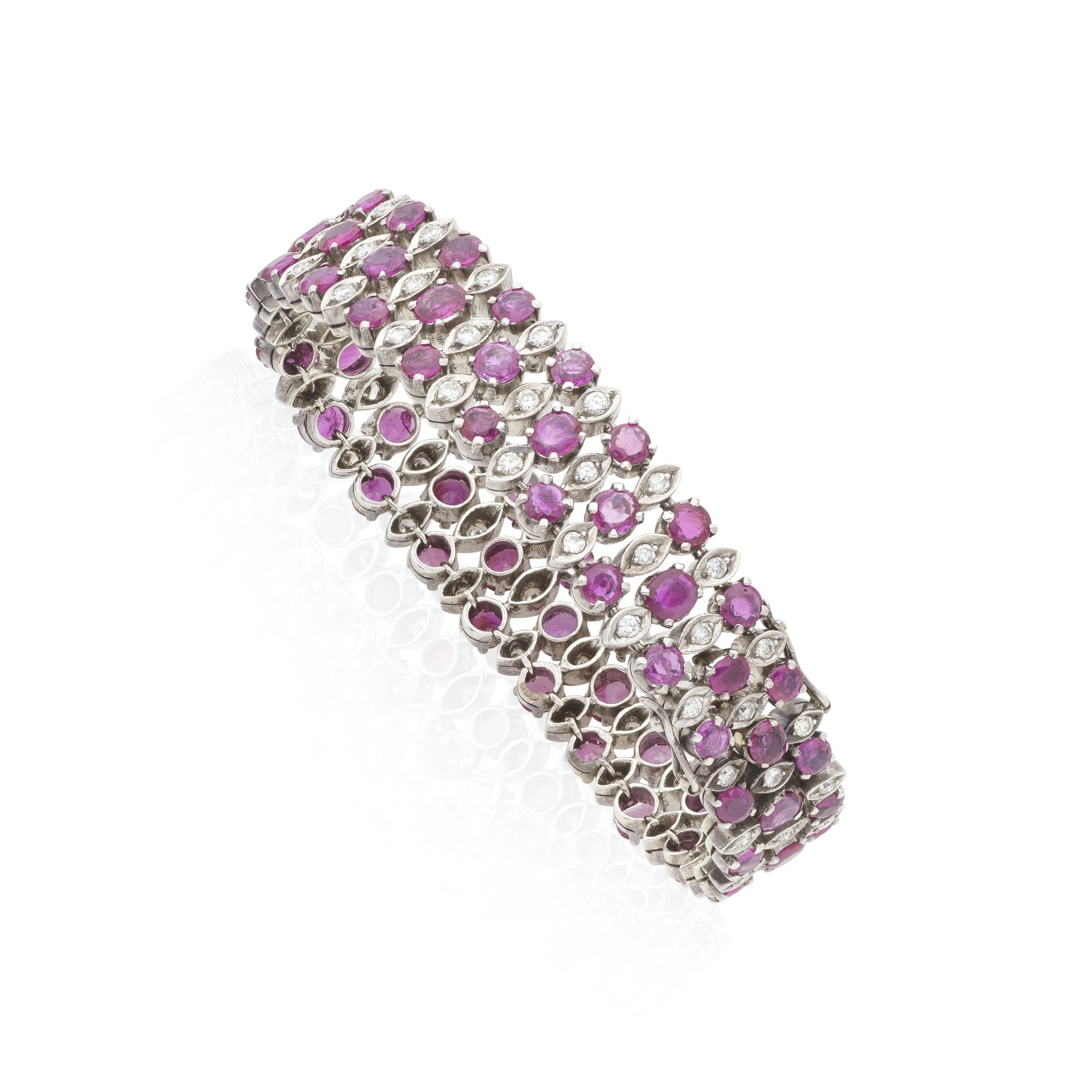 BRACELET SAPHIRS ROSES ET DIAMANTS