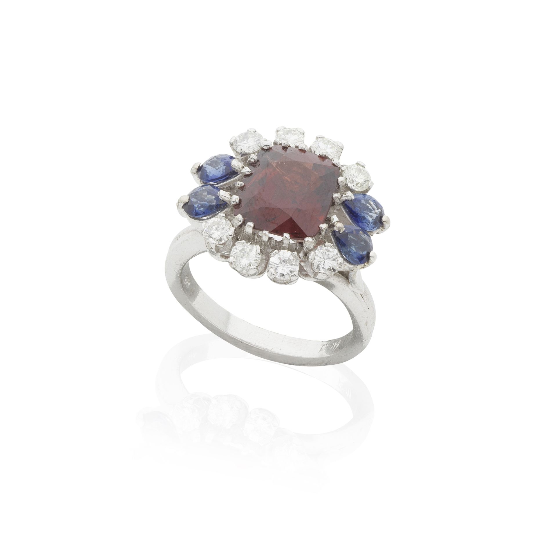 BAGUE SPINELLE, SAPHIRS ET DIAMANTS