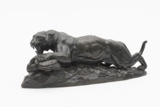 D'APRES ANTOINE-LOUIS BARYE (1796-1875) Jaguar d&#233;vorant un oiseau de proie