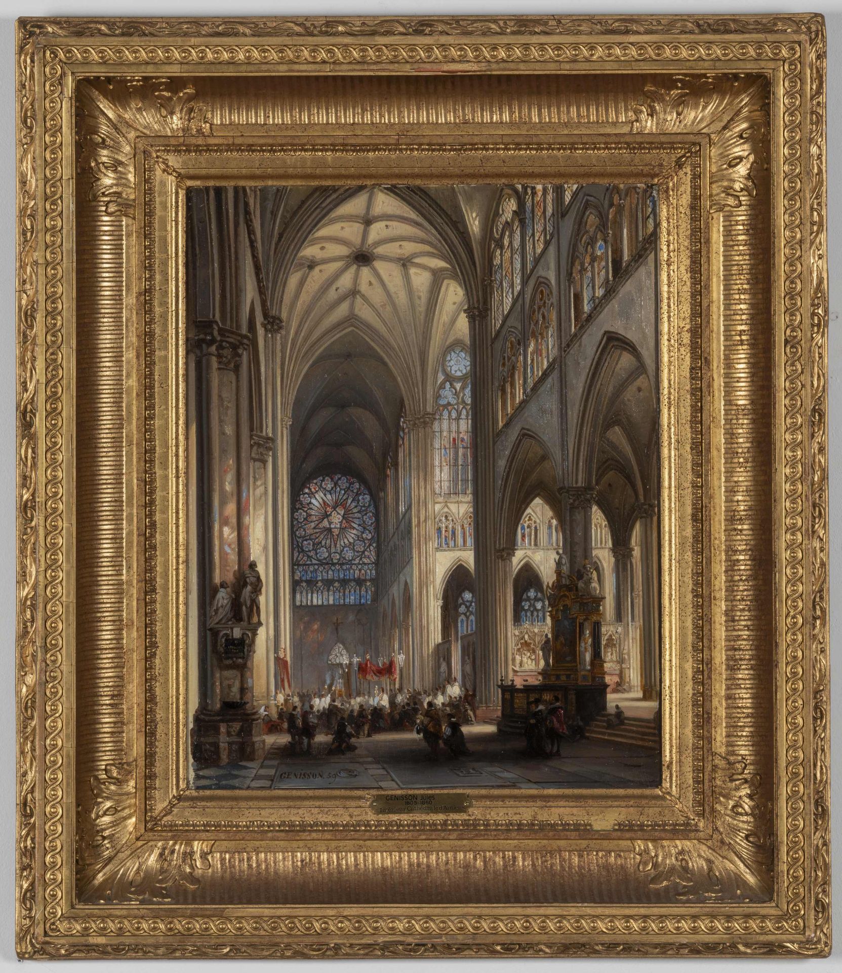 JULES VICTOR GENISSON (1805-1860) Int&#233;rieur de la cath&#233;drale d'Amiens, 1859