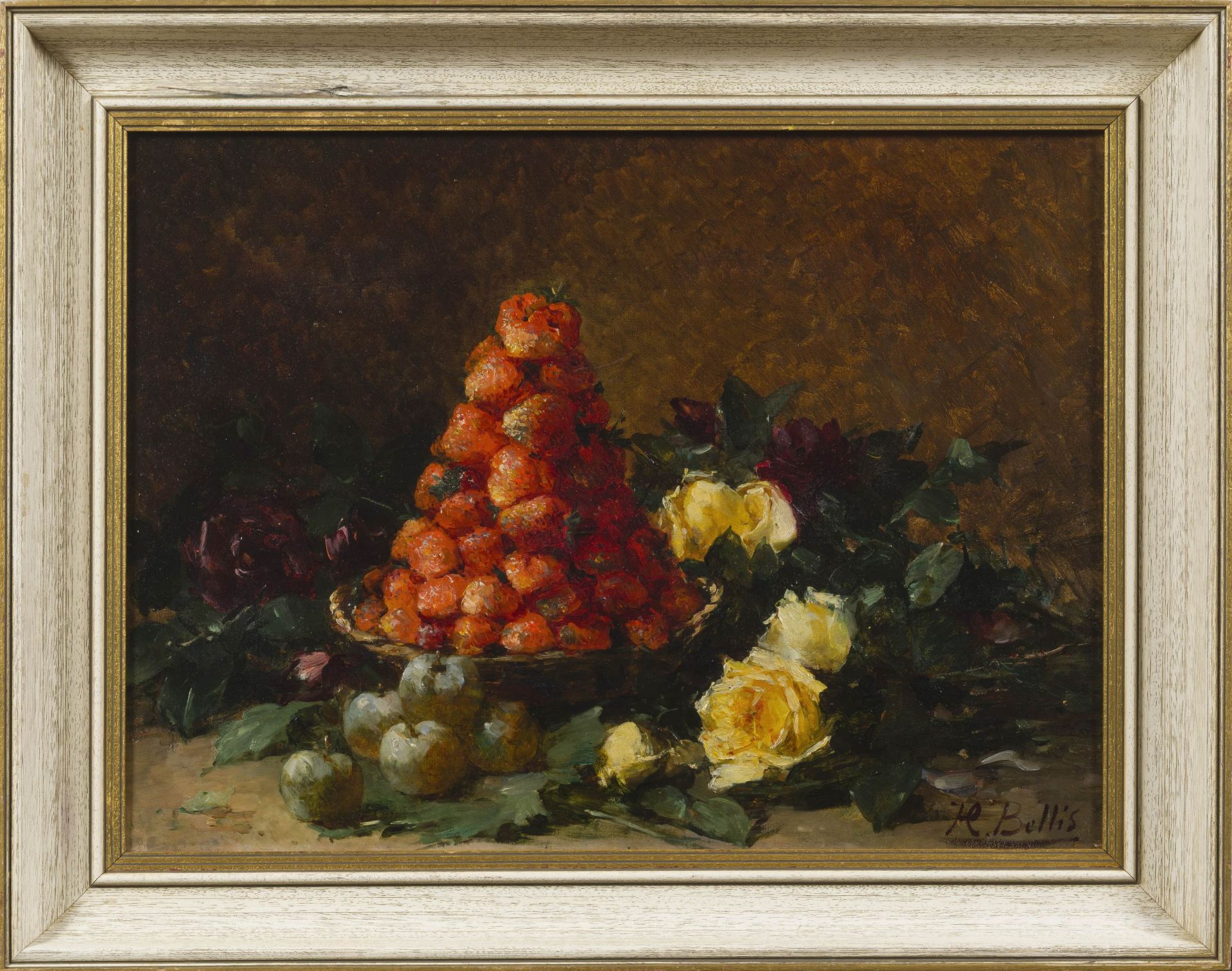 HUBERT BELIS (1831-1902) Nature morte aux fraises