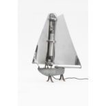 Lampe radiateur en forme de bateau en acier et chrome