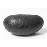 Grande coupe ovale en demi-noix de coco-fesse sculpt&#233;e, 19e si&#232;cle