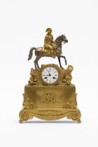 Pendule en bronze dor&#233; et patin&#233; Figurant Napol&#233;on &#224; cheval, 19e si&#232;cle