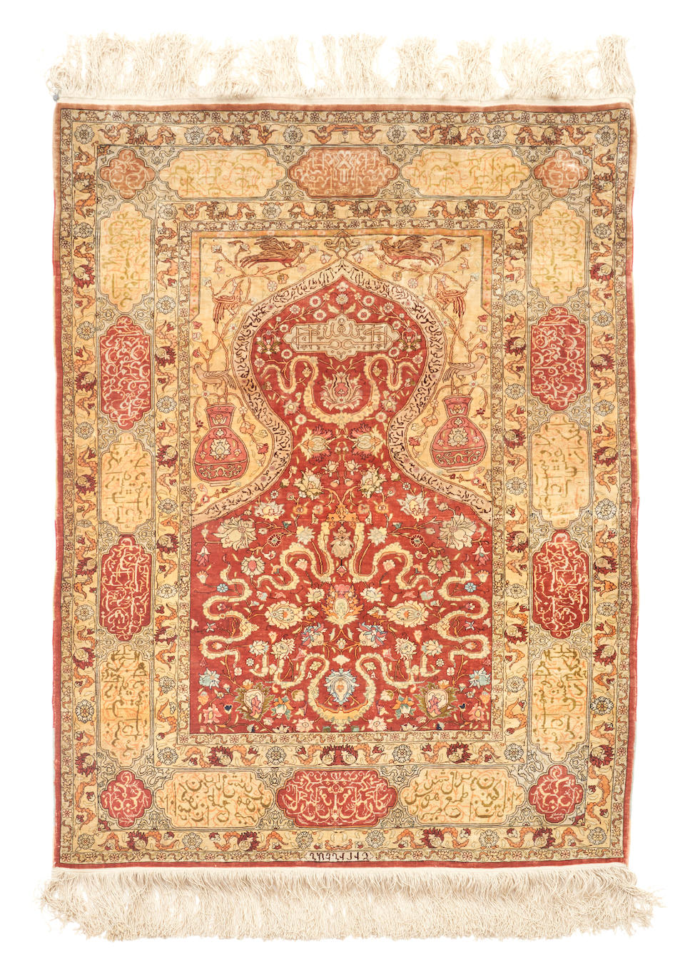 Armenian Silk Prayer Rug Anatolia 3 ft. 3 in. x 4 ft. 4 in.