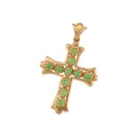 A 14K GOLD AND JADE PENDANT CROSS