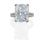 EFFY: AN 18K WHITE GOLD, AQUAMARINE AND DIAMOND RING