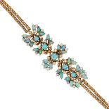 A 14K GOLD, OPAL, AND DIAMOND BRACELET