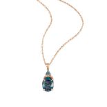 EFFY: AN 18K ROSE GOLD, BLUE TOPAZ AND DIAMOND PENDANT NECKLACE