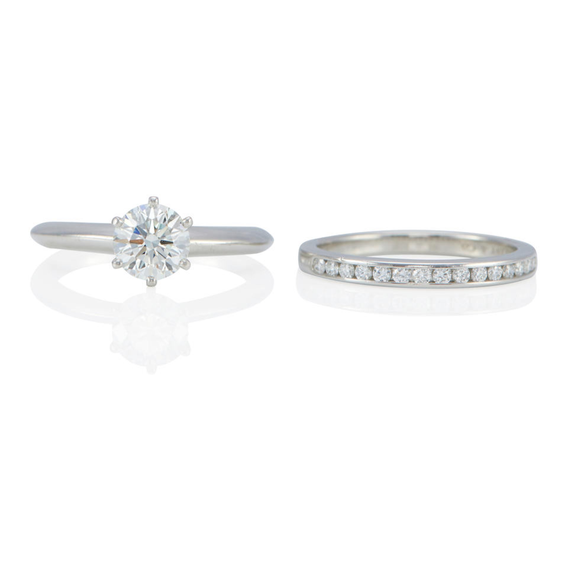 TIFFANY & CO.: PLATINUM AND DIAMOND RING SET