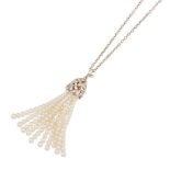 PALOMA PICASSO FOR TIFFANY & CO.: A STERLING SILVER AND CULTURED PEARL TASSEL NECKLACE