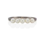 MIKIMOTO: A SILVER AND CULTURED PEARL RING