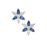 A PAIR OF PLATINUM, SAPPHIRE AND DIAMOND STUD EARRINGS