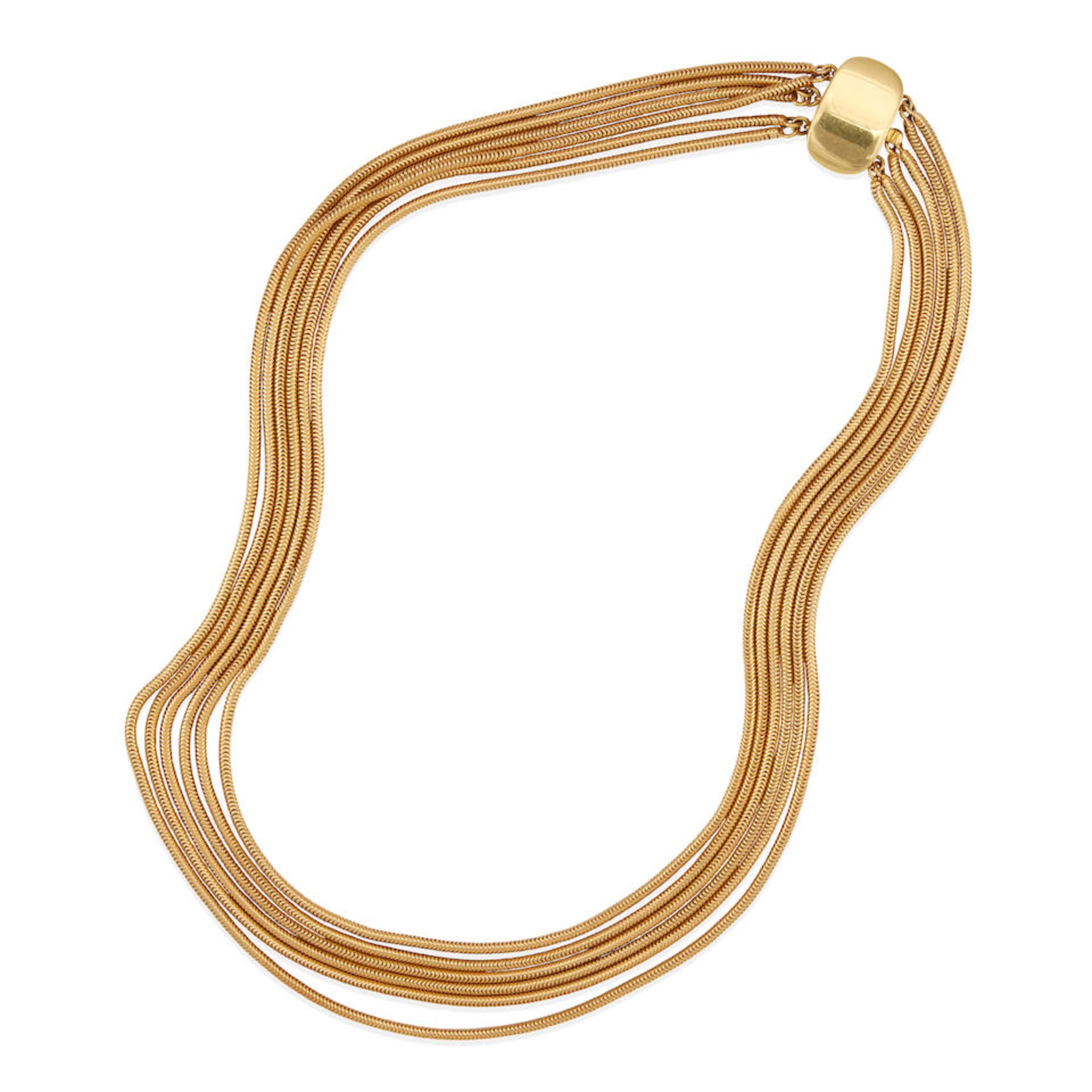 AN 18K GOLD MULTI STRAND NECKLACE