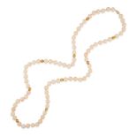 A 14K GOLD AND CORAL BEAD NECKLACE